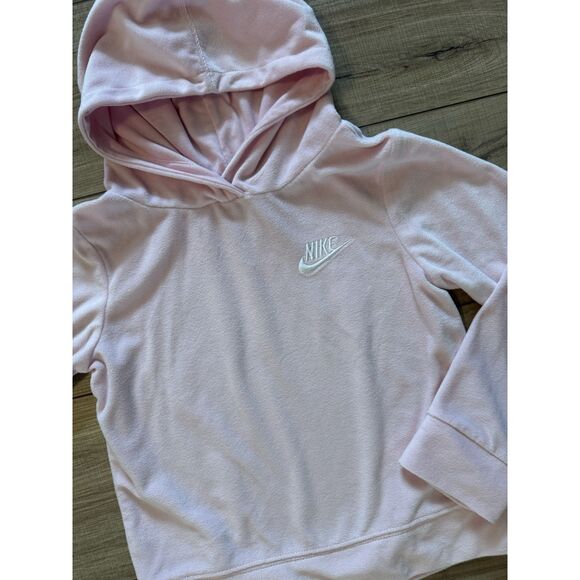 Nike Girls Size 6 Hoodie Velour Pink Years Old L Large Soft Sweater - Picture 2 of 2